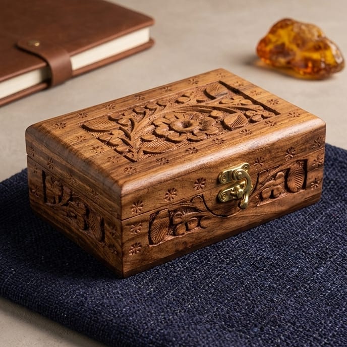 Premium Hand-crafted  Wooden box for storage and jewellary and decor