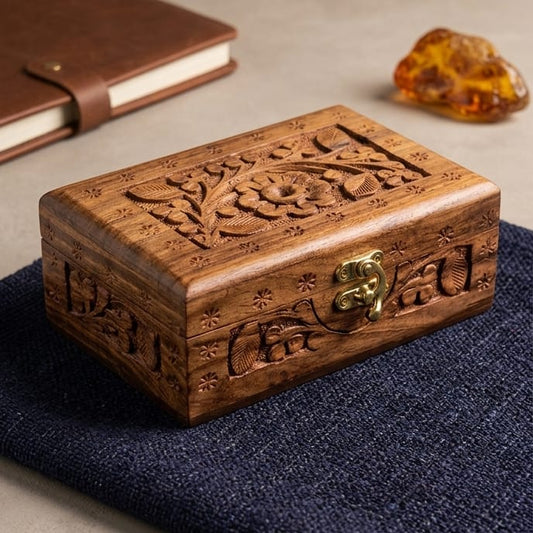 Premium Hand-crafted  Wooden box for storage and jewellary and decor
